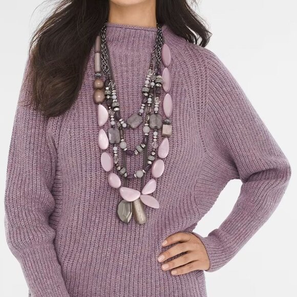 Chicos Lavender Marled Mock-Neck Dolman Sleeve Pullover Sweater Ladies Large - Picture 3 of 10